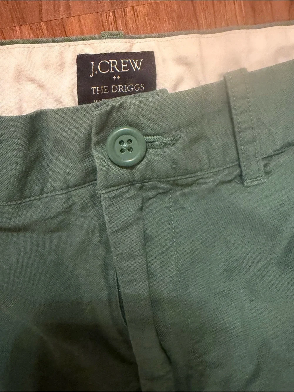 J. Crew The Driggs Chino Pants low rise slim, tailored green size 33x32